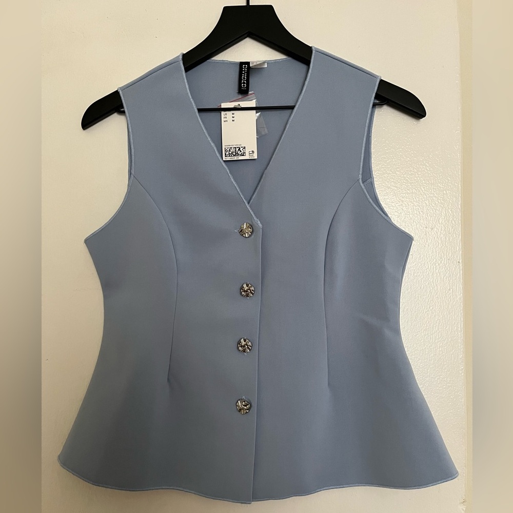 H&M Light Blue Peplum Top